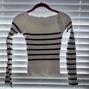 Urban Outfitters Black and White Ribbed Long Sleeve Top